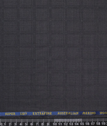 Cavalero Italy Super 120's Checks 60% Merino Wool Suiting Fabric (Dark Grey)