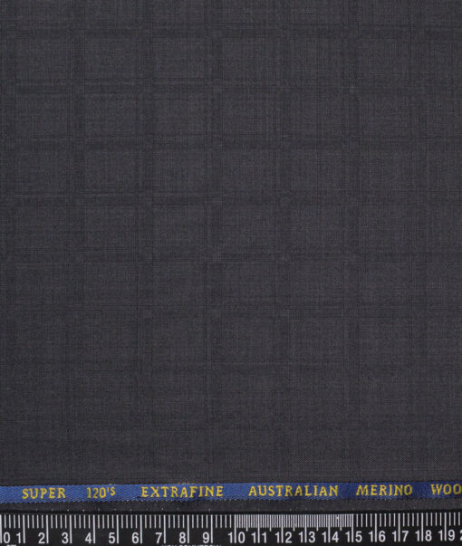 Cavalero Italy Super 120's Checks 60% Merino Wool Suiting Fabric (Dark Grey)