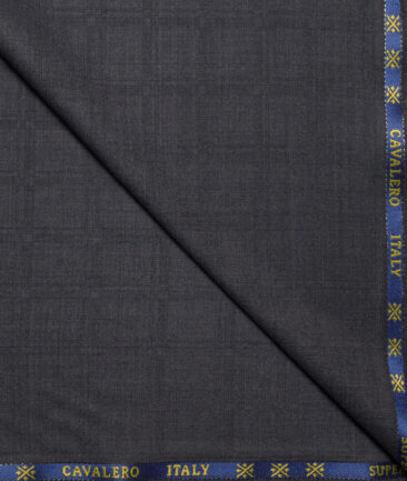 Cavalero Italy Super 120's Checks 60% Merino Wool Suiting Fabric (Dark Grey)