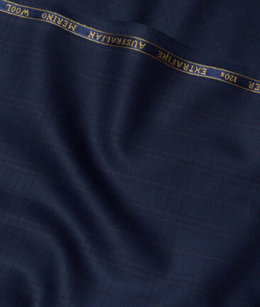 Cavalero Italy Super 120's Checks 52% Merino Wool Suiting Fabric (Dark Royal Blue)