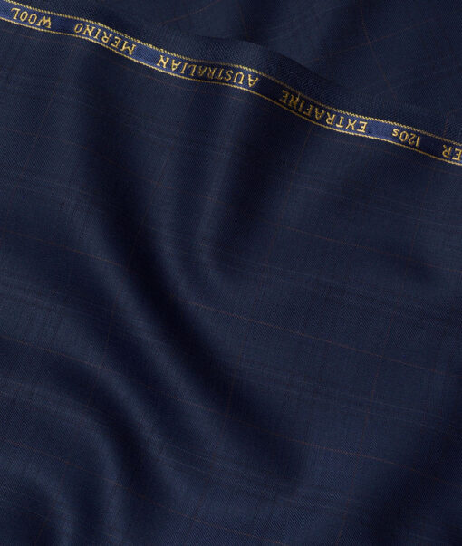 Cavalero Italy Super 120's Checks 52% Merino Wool Suiting Fabric (Dark Royal Blue)