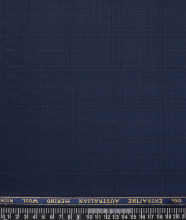 Cavalero Italy Super 120's Checks 52% Merino Wool Suiting Fabric (Dark Royal Blue)