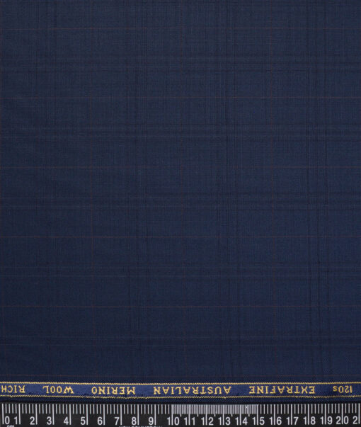 Cavalero Italy Super 120's Checks 52% Merino Wool Suiting Fabric (Dark Royal Blue)