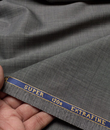 Cavalero Italy Super 120's Structured 52% Merino Wool Suiting Fabric (Light Grey)