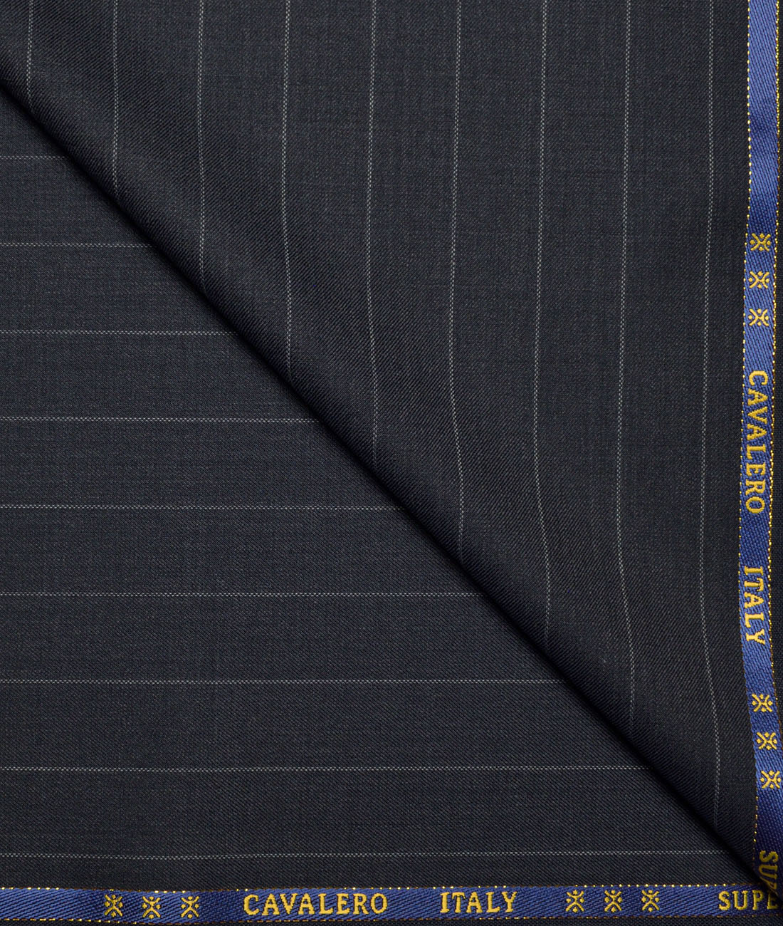 Cavalero Italy Super 120's Striped 60% Merino Wool Suiting Fabric (Dark Greyish Blue) Cavalero Italy Super 120's Striped 60% Merino Wool Suiting Fabric (Dark Greyish Blue)