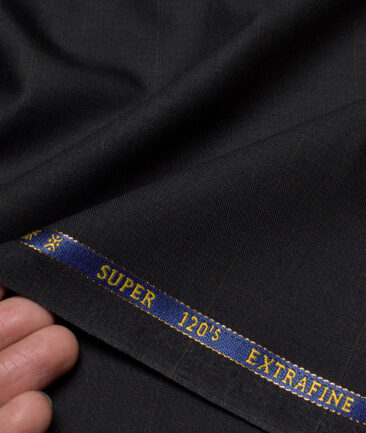 Cavalero Italy Super 120's Checks 60% Merino Wool Suiting Fabric (Black)