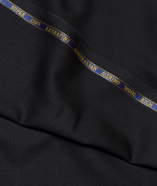 Cavalero Italy Super 120's Checks 60% Merino Wool Suiting Fabric (Black)