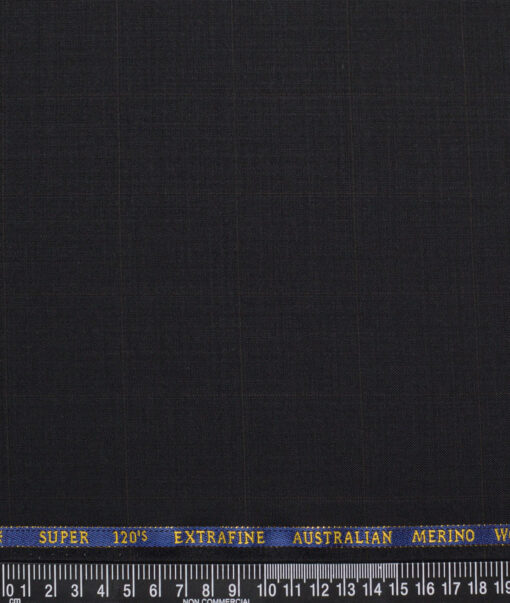 Cavalero Italy Super 120's Checks 60% Merino Wool Suiting Fabric (Black)