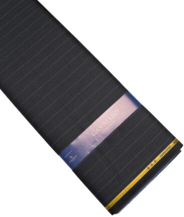Cavalero Italy Super 120's Striped 60% Merino Wool Suiting Fabric (Blackish Grey)