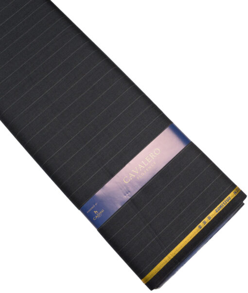 Cavalero Italy Super 120's Striped 60% Merino Wool Suiting Fabric (Blackish Grey)
