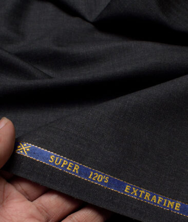 Cavalero Italy Super 120's Striped 60% Merino Wool Suiting Fabric (Blackish Grey)