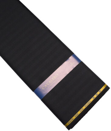 Cavalero Italy Super 120's Striped 60% Merino Wool Suiting Fabric (Black)