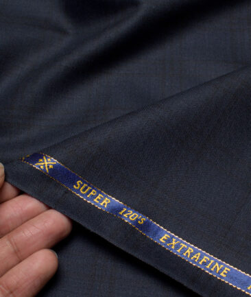 Cavalero Italy Super 120's Checks 60% Merino Wool Suiting Fabric (Dark Blue)