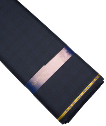 Cavalero Italy Super 120's Checks 60% Merino Wool Suiting Fabric (Dark Blue)