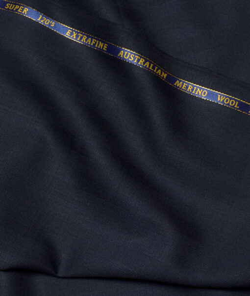 Cavalero Italy Super 120's Striped 60% Merino Wool Suiting Fabric (Dark Blue)