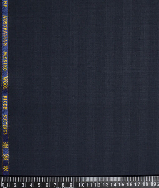Cavalero Italy Super 120's Striped 60% Merino Wool Suiting Fabric (Dark Blue)