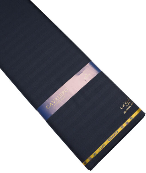 Cavalero Italy Super 120's Striped 60% Merino Wool Suiting Fabric (Dark Blue)