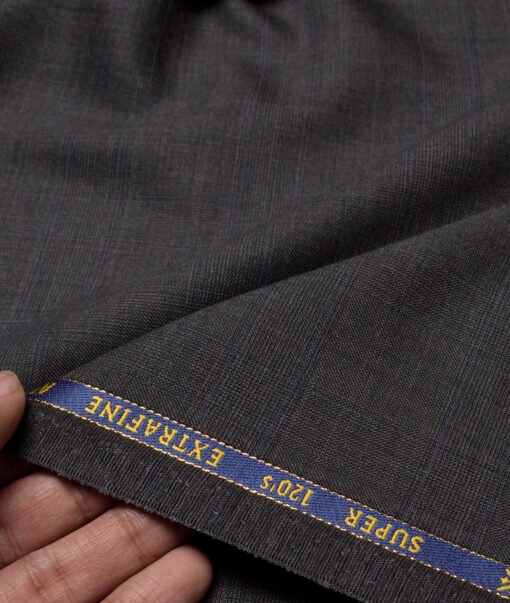 Cavalero Italy Super 120's Checks 70% Merino Wool Suiting Fabric (Dark Grey)