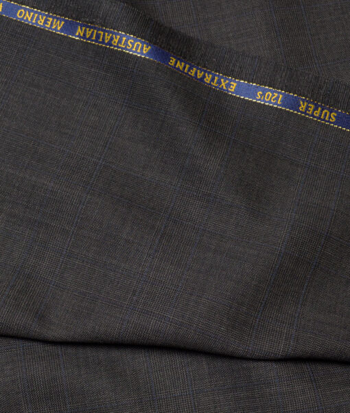 Cavalero Italy Super 120's Checks 70% Merino Wool Suiting Fabric (Dark Grey)