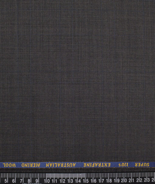 Cavalero Italy Super 120's Checks 70% Merino Wool Suiting Fabric (Dark Grey)
