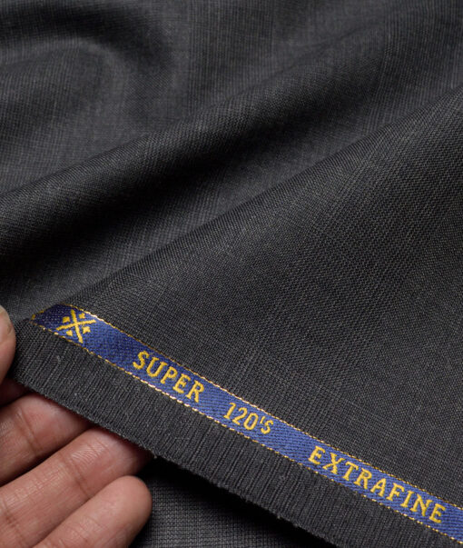 Cavalero Italy Super 120's Checks 60% Merino Wool Suiting Fabric (Dark Grey)