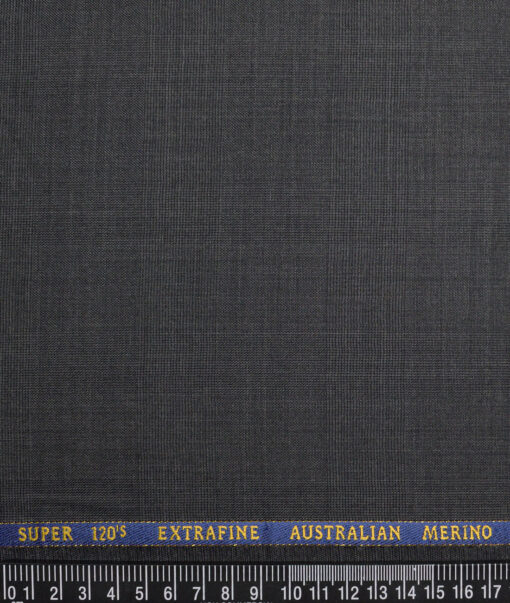 Cavalero Italy Super 120's Checks 60% Merino Wool Suiting Fabric (Dark Grey)