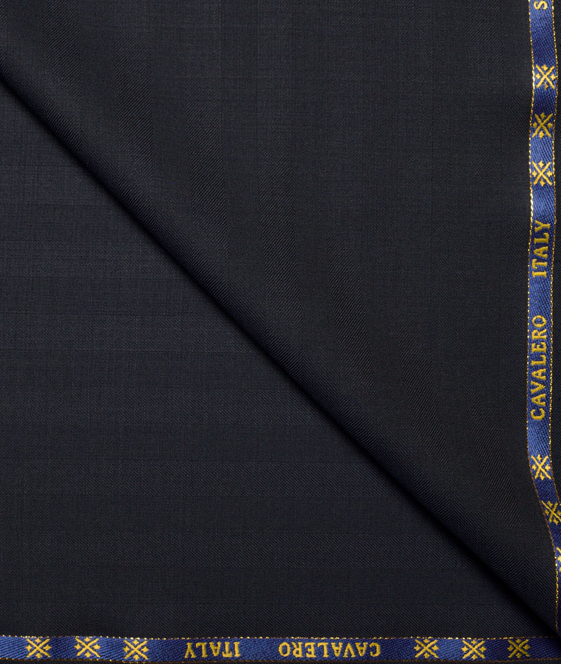 Cavalero Italy Super 120's Striped 60% Merino Wool Suiting Fabric (Dark Navy Blue) Cavalero Italy Super 120's Striped 60% Merino Wool Suiting Fabric (Dark Navy Blue)
