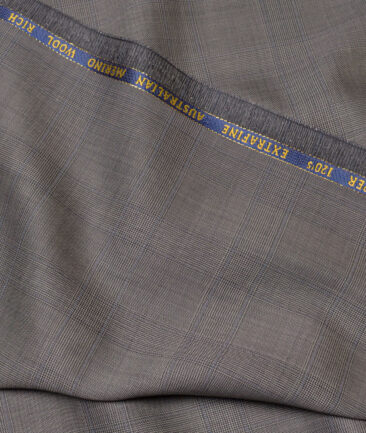 Cavalero Italy Super 120's Checks 70% Merino Wool Suiting Fabric (Grey)