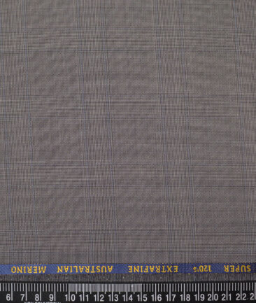 Cavalero Italy Super 120's Checks 70% Merino Wool Suiting Fabric (Grey)