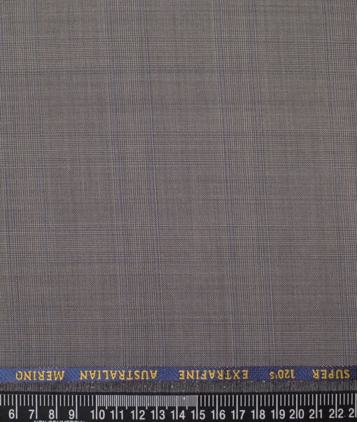 Cavalero Italy Super 120's Checks 70% Merino Wool Suiting Fabric (Grey)