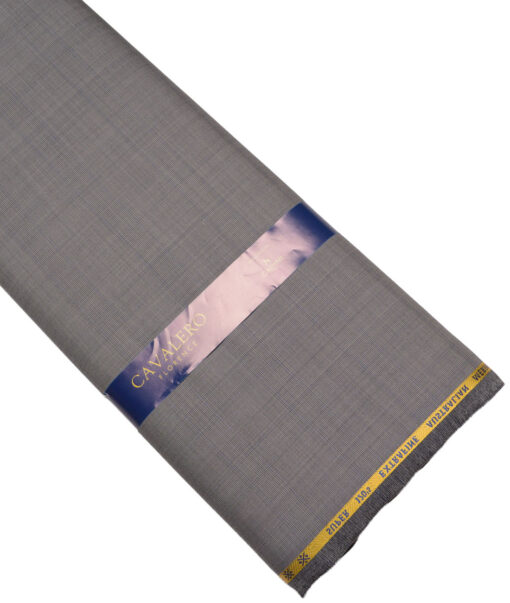 Cavalero Italy Super 120's Checks 70% Merino Wool Suiting Fabric (Grey)