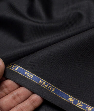 Cavalero Italy Super 130's Checks 60% Merino Wool Suiting Fabric (Blackish Grey)