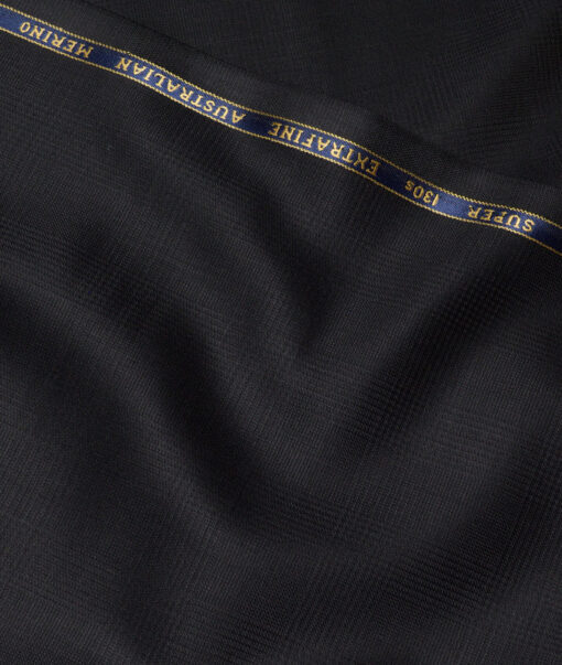 Cavalero Italy Super 130's Checks 60% Merino Wool Suiting Fabric (Blackish Grey)