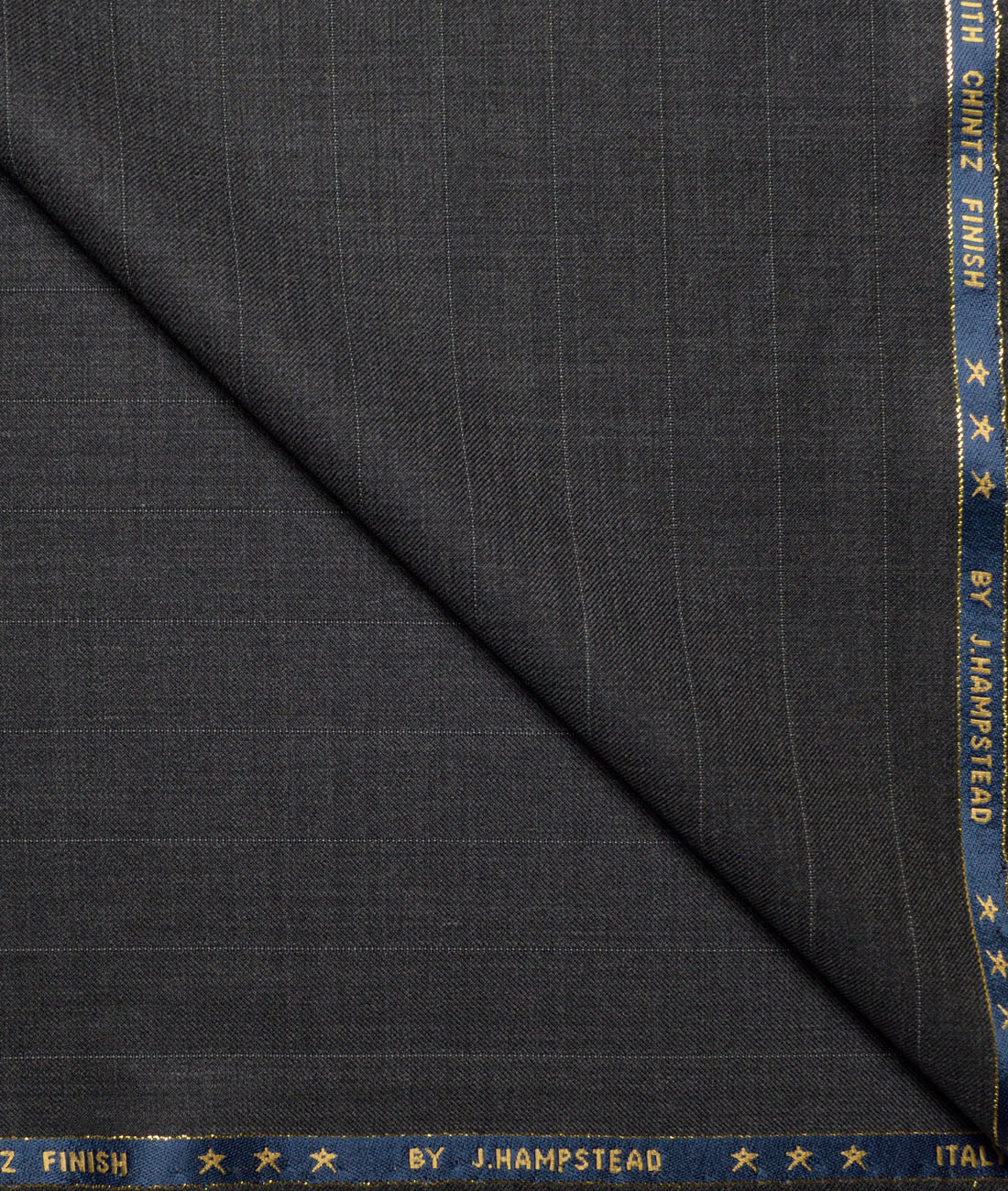 J.Hampstead Super 130's Striped 50% Merino Wool Suiting Fabric (Dark Grey) J.Hampstead Super 130's Striped 50% Merino Wool Suiting Fabric (Dark Grey)