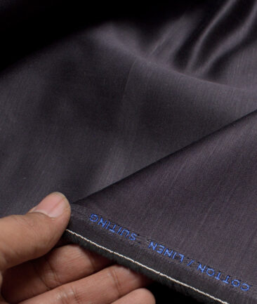 Solino  Solids European Cotton Linen Stretchable Trouser or Chinos Fabric (Dark Grey)