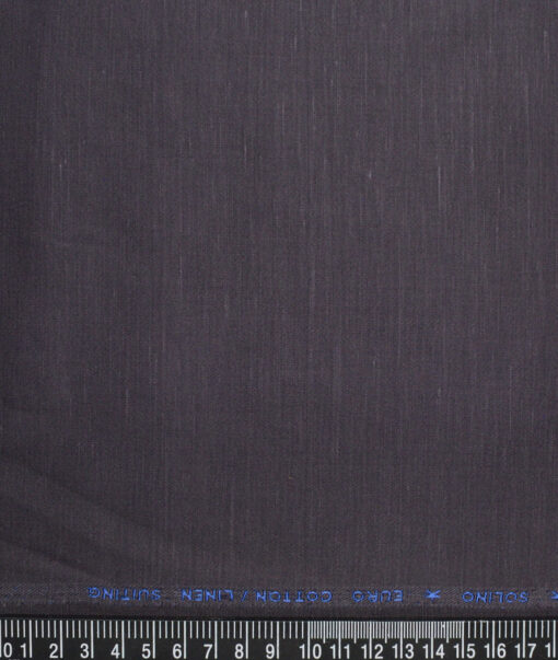 Solino  Solids European Cotton Linen Stretchable Trouser or Chinos Fabric (Dark Grey)