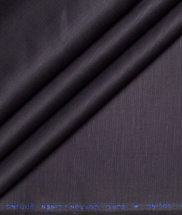 Solino  Solids European Cotton Linen Stretchable Trouser or Chinos Fabric (Dark Grey)