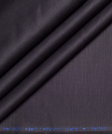 Solino  Solids European Cotton Linen Stretchable Trouser or Chinos Fabric (Dark Grey)