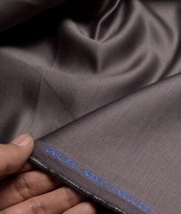 Solino  Solids European Cotton Linen Stretchable Trouser or Chinos Fabric (Greyish Brown)