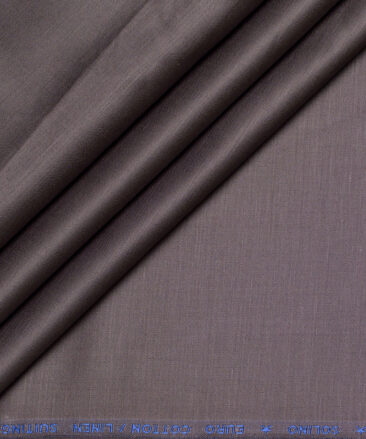 Solino  Solids European Cotton Linen Stretchable Trouser or Chinos Fabric (Greyish Brown)