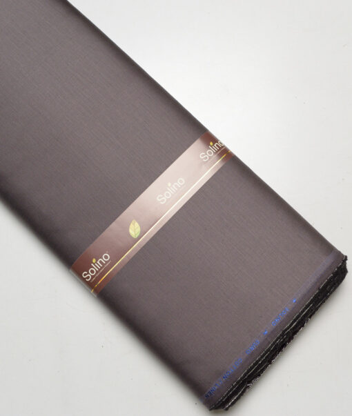 Solino  Solids European Cotton Linen Stretchable Trouser or Chinos Fabric (Greyish Brown)