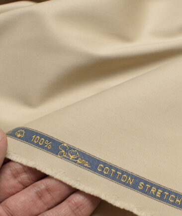 Vercelli italy  Solids Supima Cotton Stretchable Suiting Fabric (Sunset Beige)