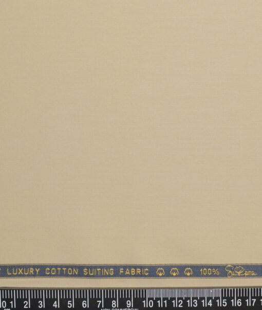 Vercelli italy  Solids Supima Cotton Stretchable Suiting Fabric (Sunset Beige)