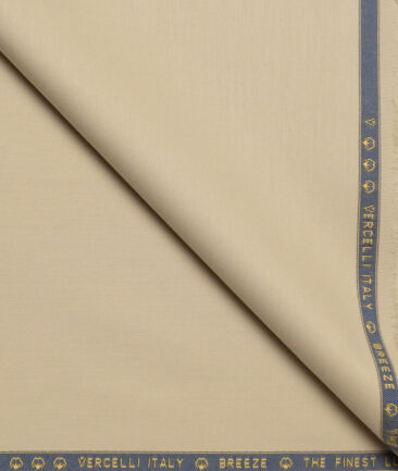 Vercelli italy  Solids Supima Cotton Stretchable Suiting Fabric (Sunset Beige)