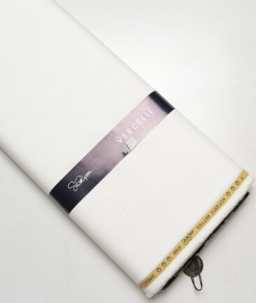 Vercelli italy  Solids Supima Cotton Stretchable Suiting Fabric (White)