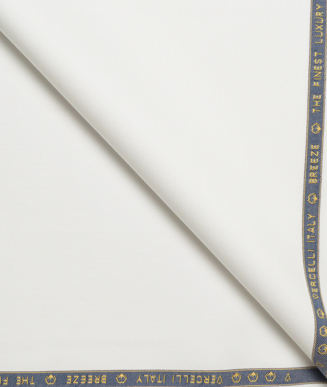 Vercelli italy Solids Supima Cotton Stretchable Suiting Fabric (White) Vercelli italy Solids Supima Cotton Stretchable Suiting Fabric (White)