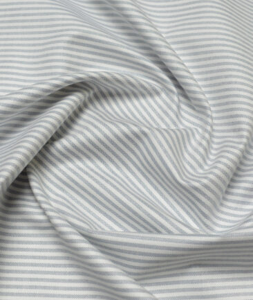 Premier Mills  Cotton Striped Shirting Fabric (White & Grey)