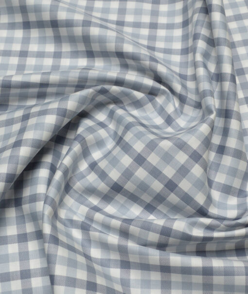 Premier Mills  Giza Cotton Checks Shirting Fabric (White & Grey)