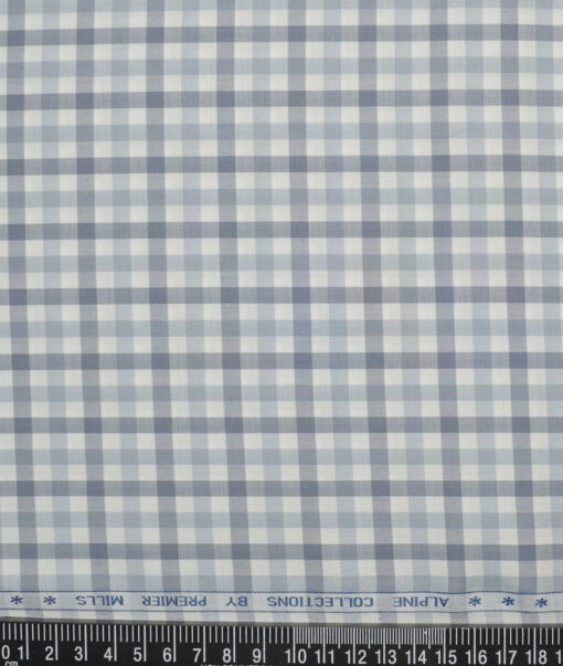 Premier Mills  Giza Cotton Checks Shirting Fabric (White & Grey)