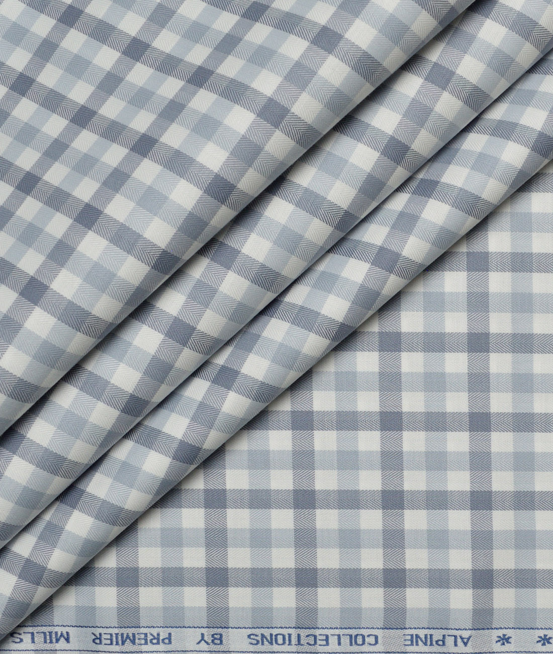 Premier Mills Giza Cotton Checks Shirting Fabric (White & Grey) Premier Mills Giza Cotton Checks Shirting Fabric (White & Grey)